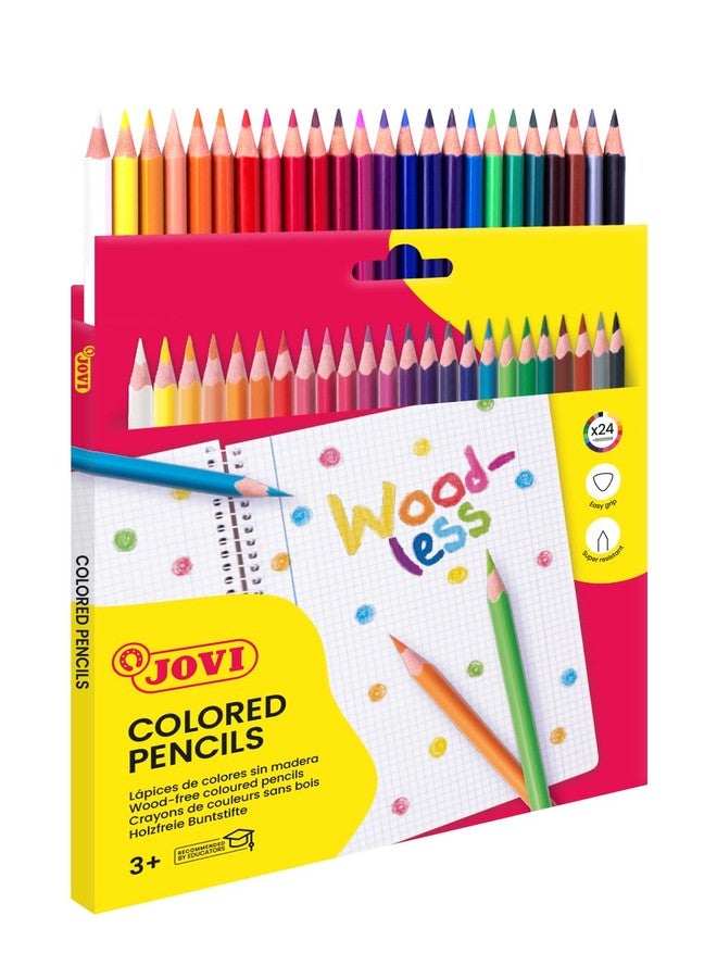 Jovi Woodless coloured pencils, wood-free, triangular shape, from 3 years, shatterproof, 24 colours in a box - Image 2