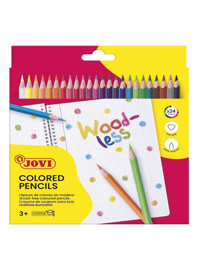 Jovi Woodless coloured pencils, wood-free, triangular shape, from 3 years, shatterproof, 24 colours in a box - Image 1