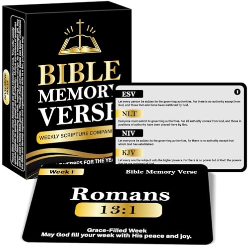 gisgfim 52 بطاقة فلاش آيات الكتاب المقدس NIV KJV ESV NLT 52 أسبوع من آيات الكتاب المقدس أسبوع السنة مدرسة الأحد التعليم المنزلي - Image 1