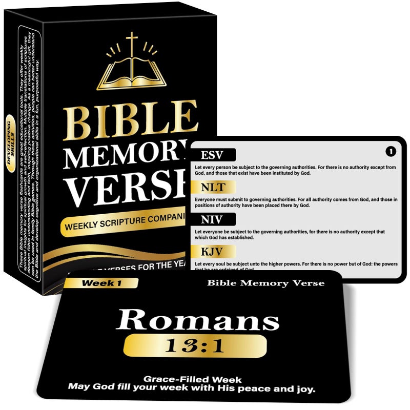gisgfim 52 بطاقة فلاش آيات الكتاب المقدس NIV KJV ESV NLT 52 أسبوع من آيات الكتاب المقدس أسبوع السنة مدرسة الأحد التعليم المنزلي - Image 3