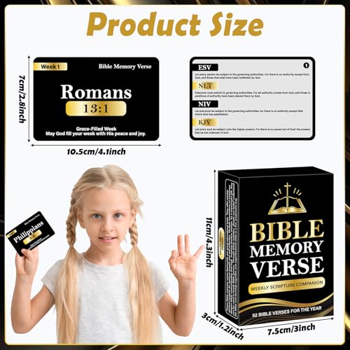 gisgfim 52 بطاقة فلاش آيات الكتاب المقدس NIV KJV ESV NLT 52 أسبوع من آيات الكتاب المقدس أسبوع السنة مدرسة الأحد التعليم المنزلي - Image 5