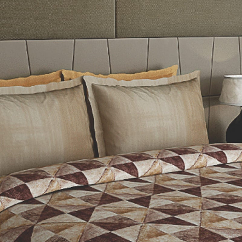 GM Cotton Geometric Pattern Lightweight Blanket Reversible Single Bed Comforter with 150 GSM Microfiber Filling for Home, Travelling, Gifting - (Single Bed - Brown & Cream Colour) - Image 2