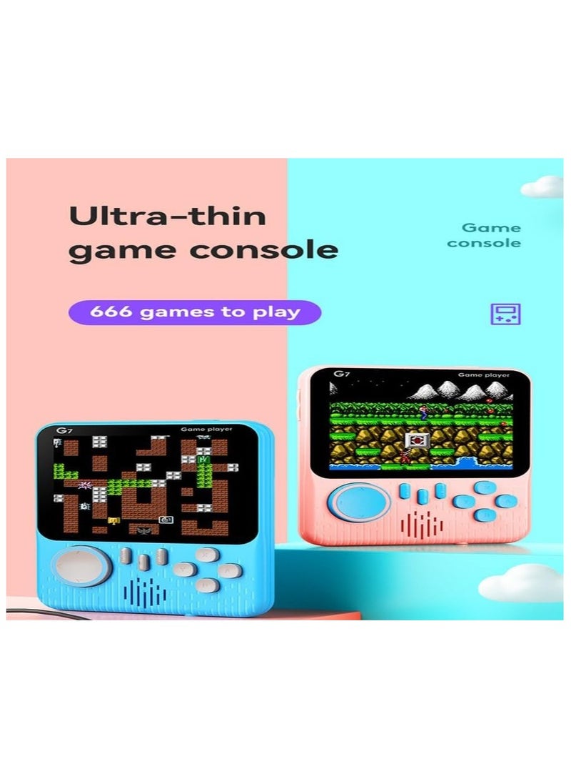G7 Ultra-thin Mini Retro Handheld Portable Game Console 3.5-Inch LCD Color Screen Built-In 666 Game with Inbuilt Speaker Connect with TV Gameboy Best Gifts for Kids Game Box (colour per as available) - Image 2