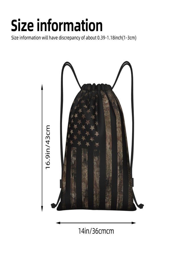 Gianlaima Camo Brown Camouflage American Flag Drawstring Backpack Sport Gym Sack Yoga Dance Travel Bag For Men & Women - Image 5