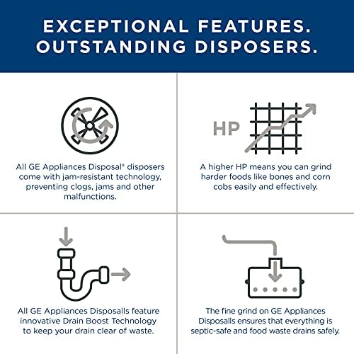 GE Disposall Continuous Feed 1 Horsepower Motor Garbage Disposer, Good for Grinding: Cooked Meat, Beans, & Seeds, Easy Install Kit, Non-Corded, Recommended Families of 4 or More, GFC1020N - Image 3