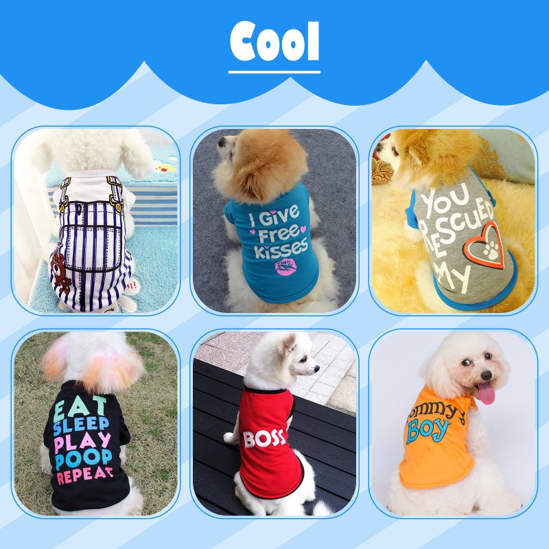 KATOLK 6 Pack Dog Clothes for Small Dogs Boy and Girl, Soft and Breathable Puppy Kitten Dog Shirts with Letters for Pet Cats, Summer Dogs' T-Shirts Apparel Sleeveless Vests for Chihuahua Yorkies - Image 3
