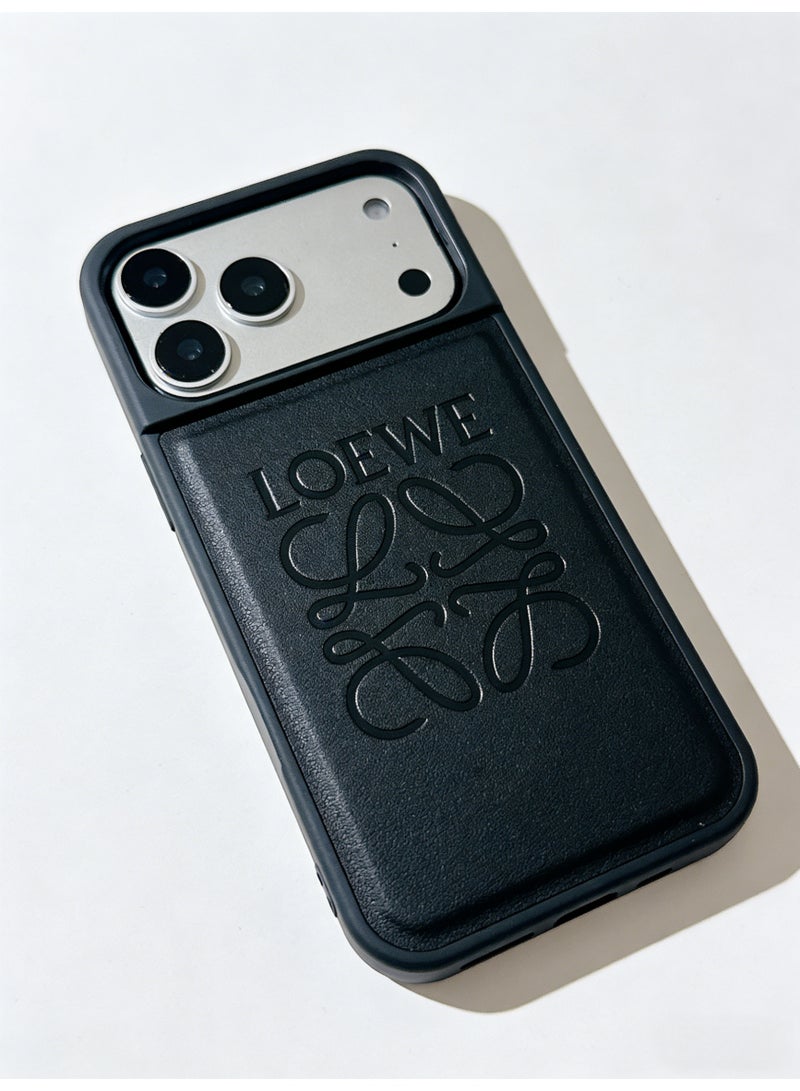 LOEWE Anagram Leather Case for iPhone 16 / 17 Pro Max | Black Classic Logo Phone Cover - Image 4