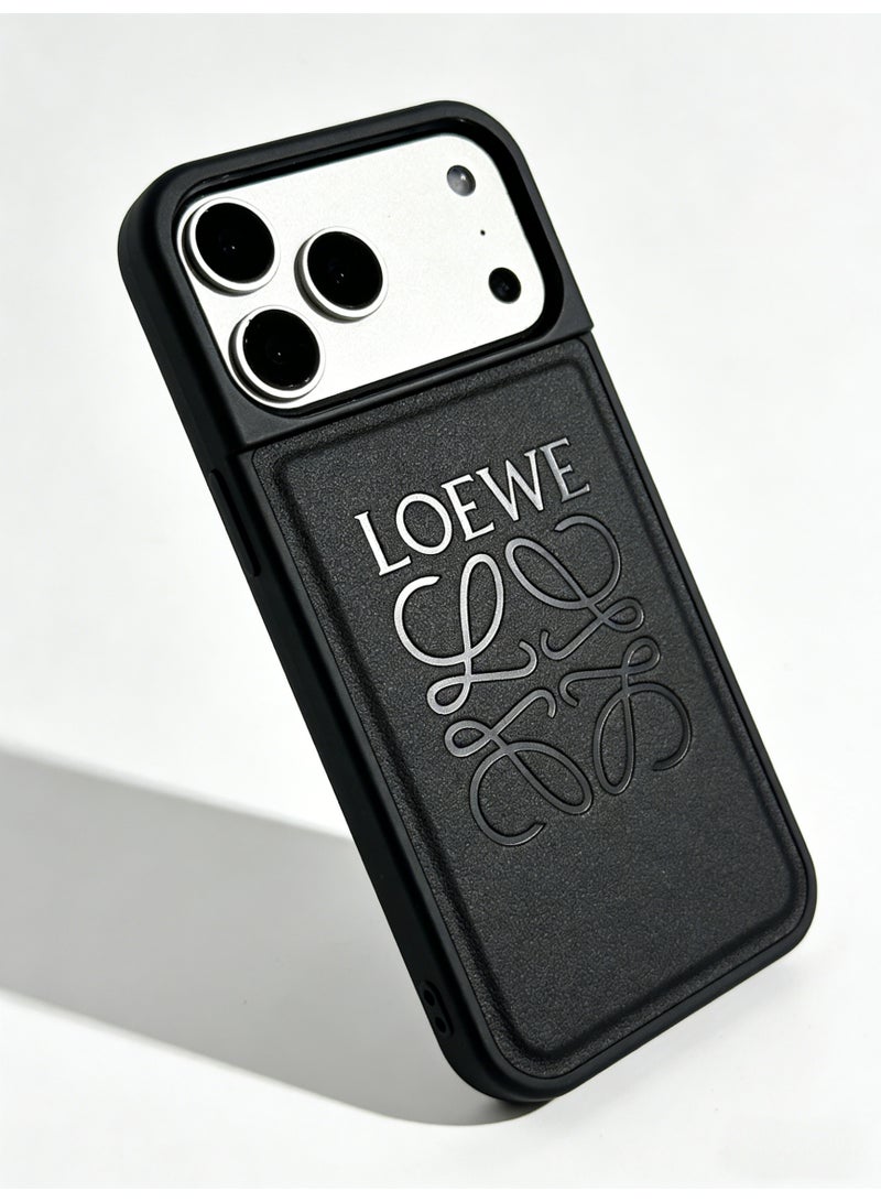LOEWE Anagram Leather Case for iPhone 16 / 17 Pro Max | Black Classic Logo Phone Cover - Image 3
