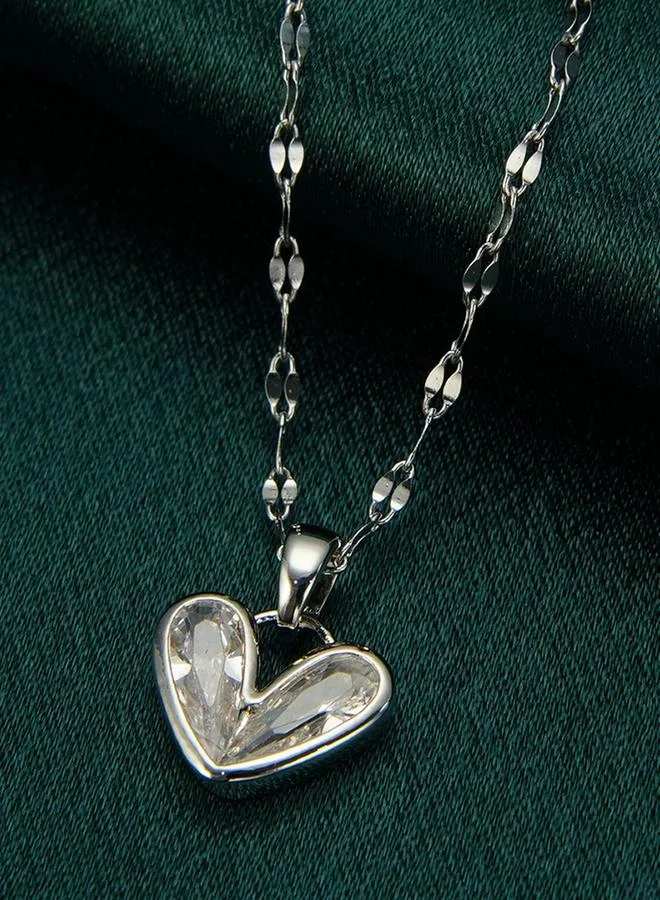Take Two Zircon Heart Shape Pendant Necklace