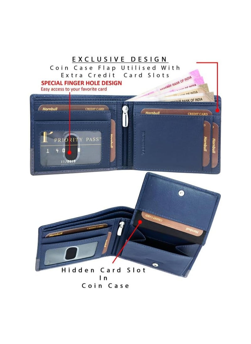 HORNBULL Hornbull Buttler Men's Navy Genuine Leather RFID Blocking Wallet  - Image 2