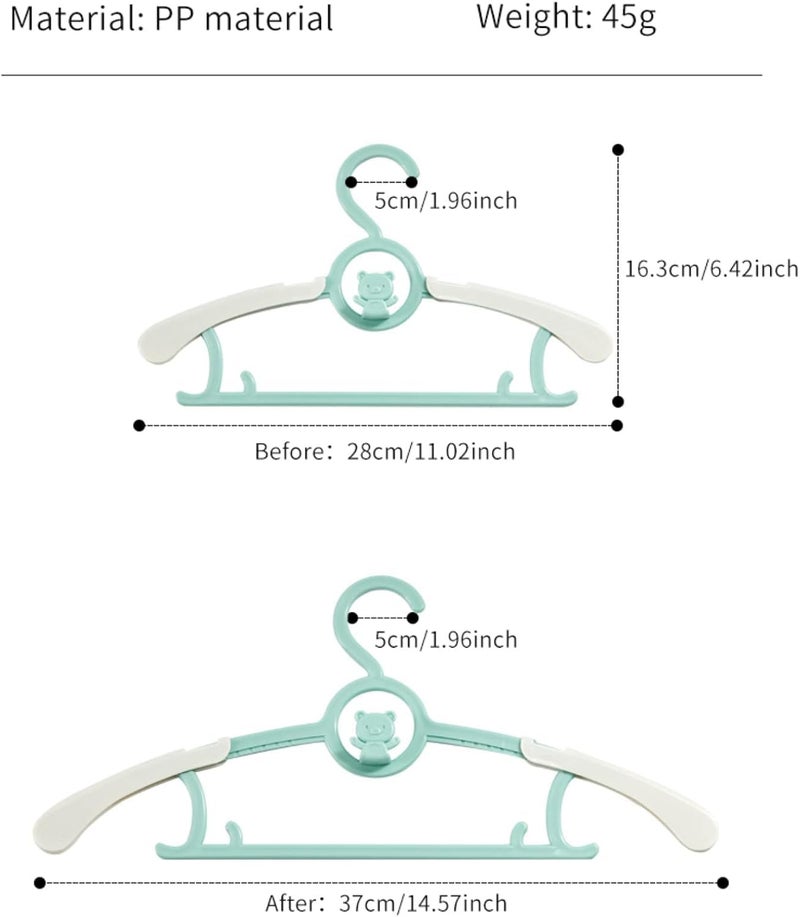 Voroly Baby Closet Hangers Ultra-Thin Non-Slip and Extendable Laundry Infant Pant Hanger for Newborn Clothes for Gift Adjustable Children Coat Hanger for Girl Boy Toddler Kids Child (12, Green) - Image 2