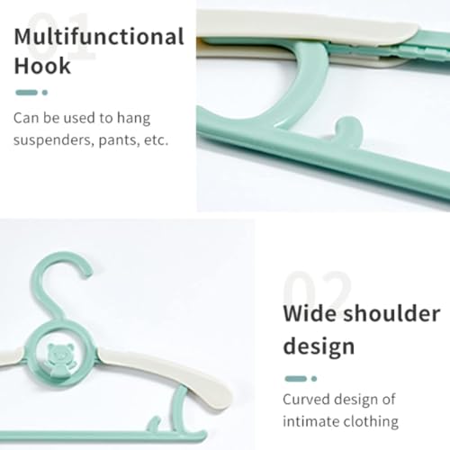 Voroly Baby Closet Hangers Ultra-Thin Non-Slip and Extendable Laundry Infant Pant Hanger for Newborn Clothes for Gift Adjustable Children Coat Hanger for Girl Boy Toddler Kids Child (12, Green) - Image 4