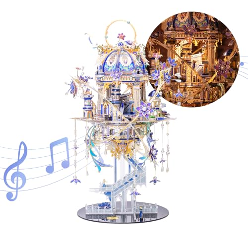 MU 3D Metal Puzzle for Adults Romeo and Juliet with Lighting Musix Box Set Elf Palace Model Kits Miniature Architecture Building RolePlaying Brain Teaser Love Gift Home Decor - Image 3