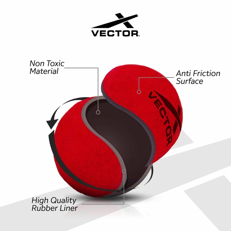 Vector X High Bounce Light / Heavy Weight Tennis Ball for Cricket Practice - Red, Heavy (Pack of 12) - Image 4