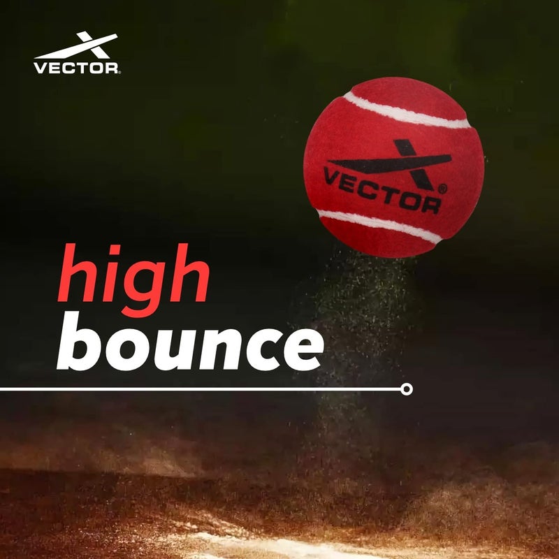 Vector X High Bounce Light / Heavy Weight Tennis Ball for Cricket Practice - Red, Heavy (Pack of 12) - Image 2