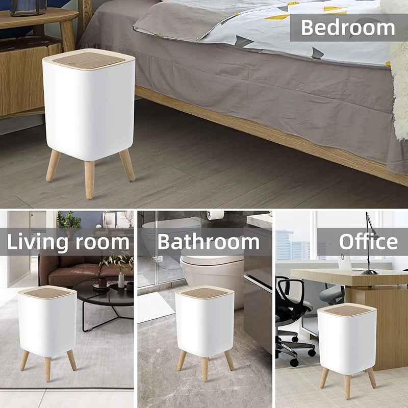 JUVIW Small Kitchen Trash Can with Lid Push Button Office Trash Can Small Duvet Trash Basket for Bathroom Bedroom Living Room petproof trash can 18 Gallons - Image 5