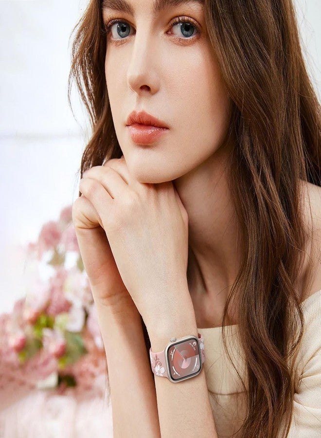 Witzon Floral Band Compatible with Apple Watch Bands For Women 41mm 40mm 38mm 42mm 44mm 45mm 46mm 49mm, Engraved Cute Flower Soft Silicone Strap for iWatch Series 11 10 9 8 7 6 5 4 3 2 1 SE Ultra - Image 5