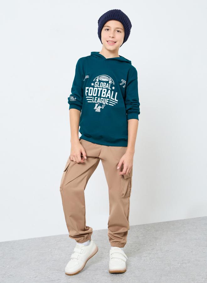 Styli Teens Teal Varsity Graphic Hoodie - Image 2