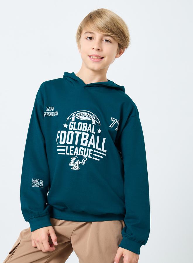 Styli Teens Teal Varsity Graphic Hoodie - Image 3