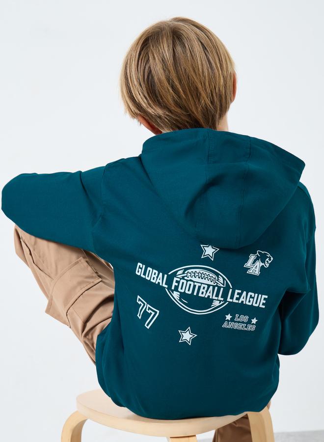Styli Teens Teal Varsity Graphic Hoodie - Image 1