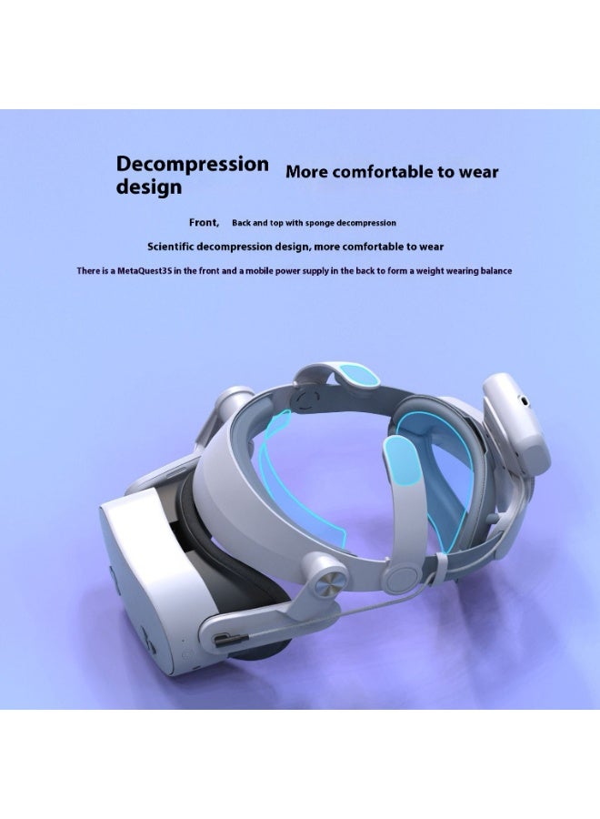 VR Headset Dual Power Bank for Meta Quest 3/3S, 10000mAh Battery, Portable with 3-Color Cool Lights, Scientific Sponge Pressure Relief for Enhanced Comfort, Magnetic Mount & Self-Lock Charging Dock - Image 2