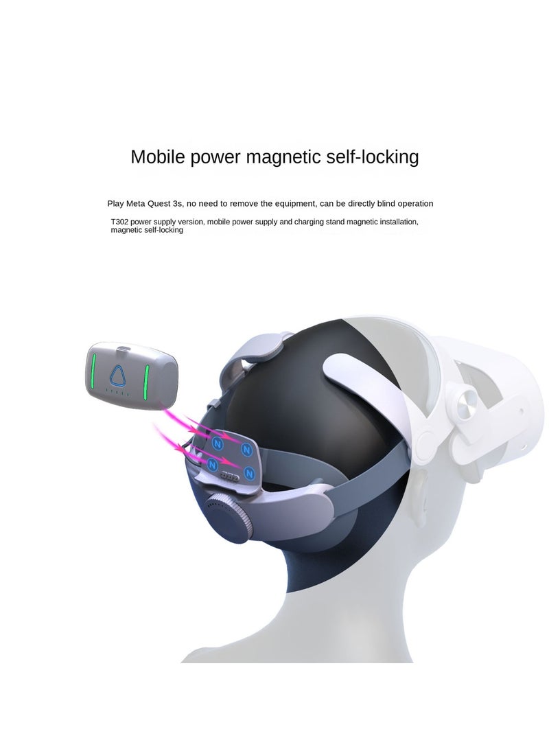VR Headset Dual Power Bank for Meta Quest 3/3S, 10000mAh Battery, Portable with 3-Color Cool Lights, Scientific Sponge Pressure Relief for Enhanced Comfort, Magnetic Mount & Self-Lock Charging Dock - Image 4