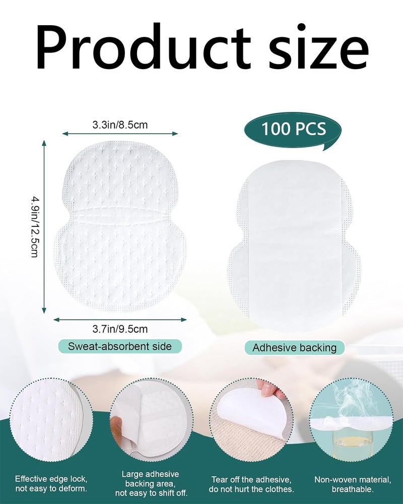 Vihaanta 100 PCS Armpit Sweat Pads, Underarm Sweat Pad for Women & Men, Highly Absorbent, Self-Adhesive, Prevents Stains and Odor, Suitable for All Garments, Discreet and Comfortable Design - Image 2