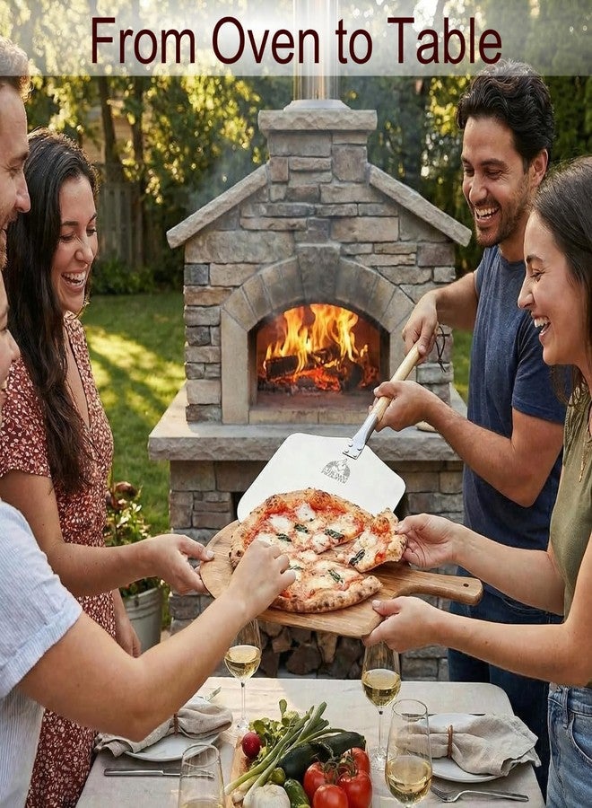 Chicago Brick Oven مجرفة بيتزا من فرن شيكاغو بريك، مجداف بيتزا من الألومنيوم مقاس 12 بوصة × 14 بوصة، مجرفة بيتزا بطول 35.5 بوصة بمقبض خشبي قابل للفصل بطول 21 بوصة - Image 5