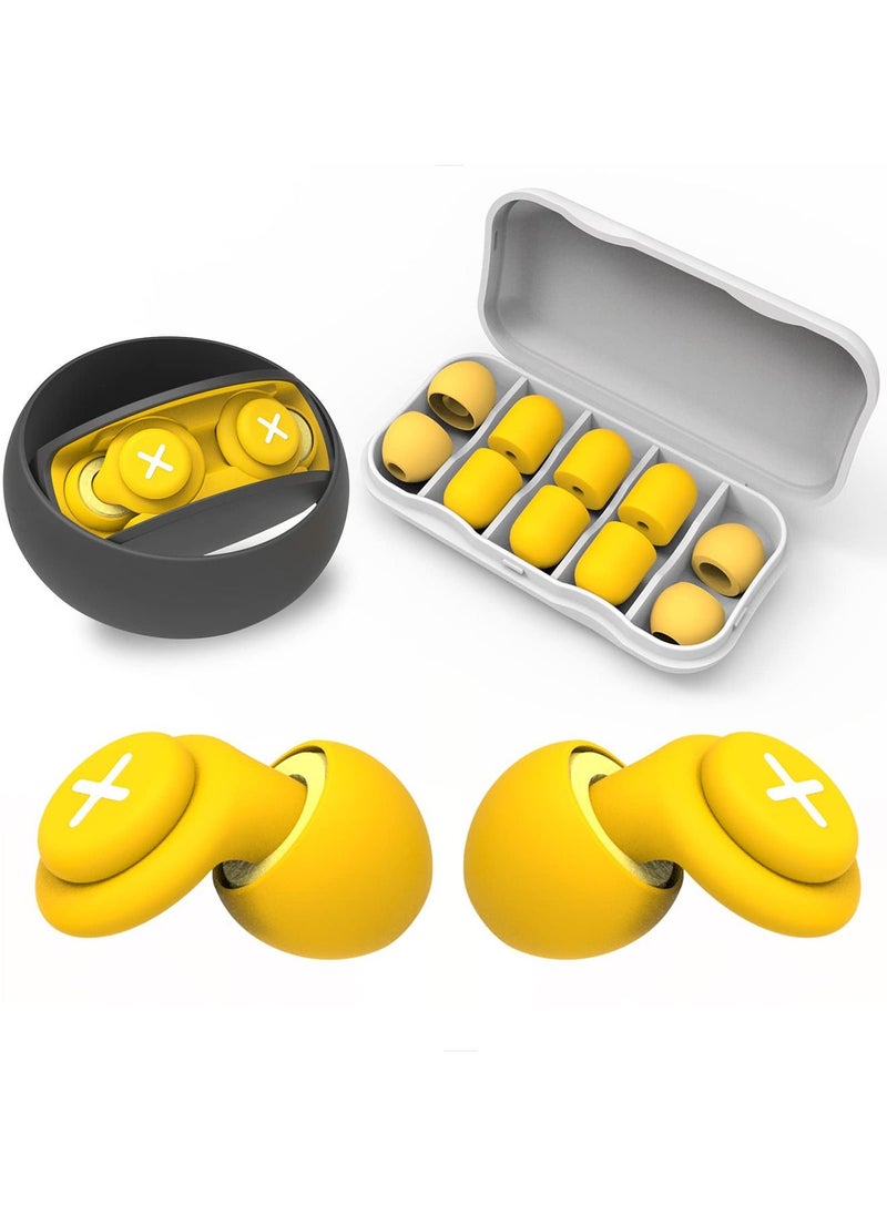 SYOSI - Noise Reduction Ear Plugs-40 dB Noise Cancelling Reusable Hearing Protection in Flexible Silicone for Sleeping, Traveling, Concerts, Work & Swimming,3 Wearing Styles, Yellow - Image 1