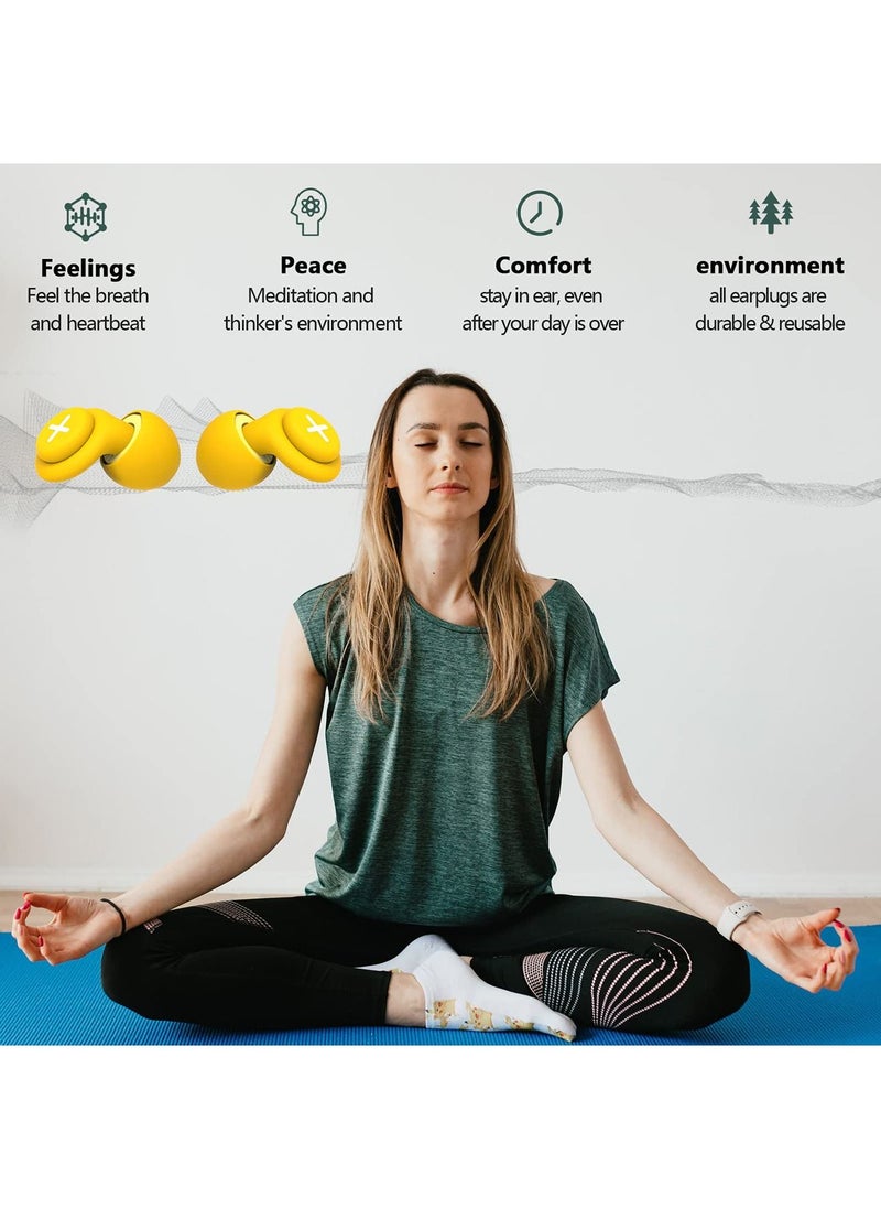 SYOSI - Noise Reduction Ear Plugs-40 dB Noise Cancelling Reusable Hearing Protection in Flexible Silicone for Sleeping, Traveling, Concerts, Work & Swimming,3 Wearing Styles, Yellow - Image 1