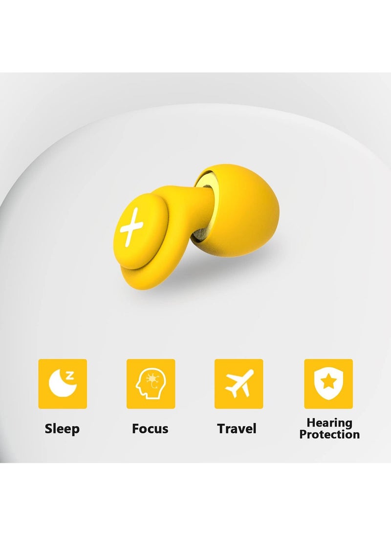 SYOSI - Noise Reduction Ear Plugs-40 dB Noise Cancelling Reusable Hearing Protection in Flexible Silicone for Sleeping, Traveling, Concerts, Work & Swimming,3 Wearing Styles, Yellow - Image 1