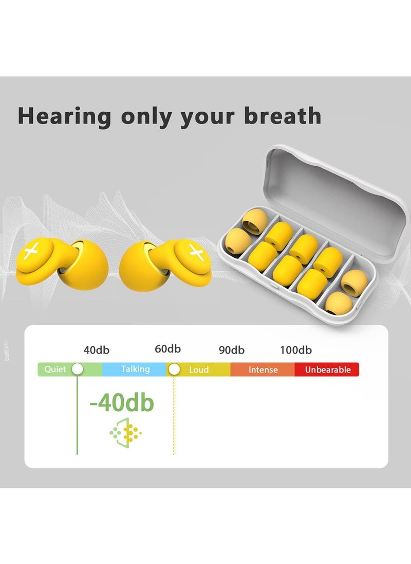 SYOSI - Noise Reduction Ear Plugs-40 dB Noise Cancelling Reusable Hearing Protection in Flexible Silicone for Sleeping, Traveling, Concerts, Work & Swimming,3 Wearing Styles, Yellow - Image 1