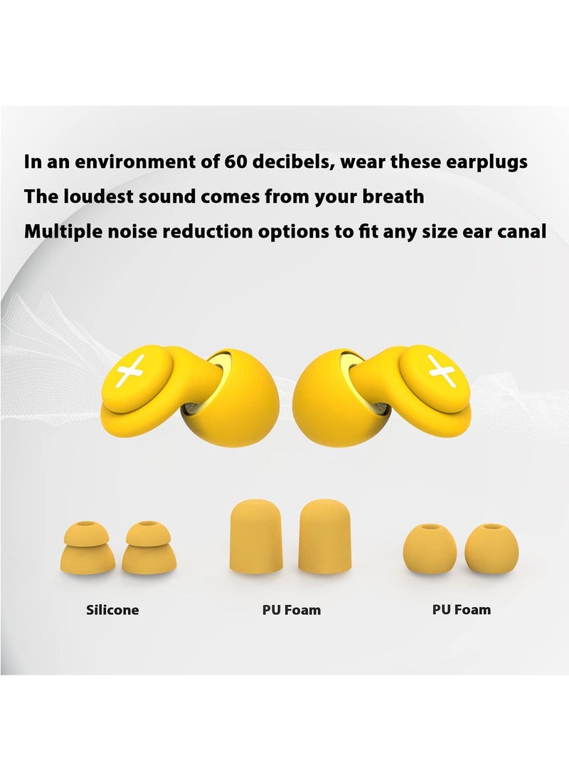 SYOSI - Noise Reduction Ear Plugs-40 dB Noise Cancelling Reusable Hearing Protection in Flexible Silicone for Sleeping, Traveling, Concerts, Work & Swimming,3 Wearing Styles, Yellow - Image 1