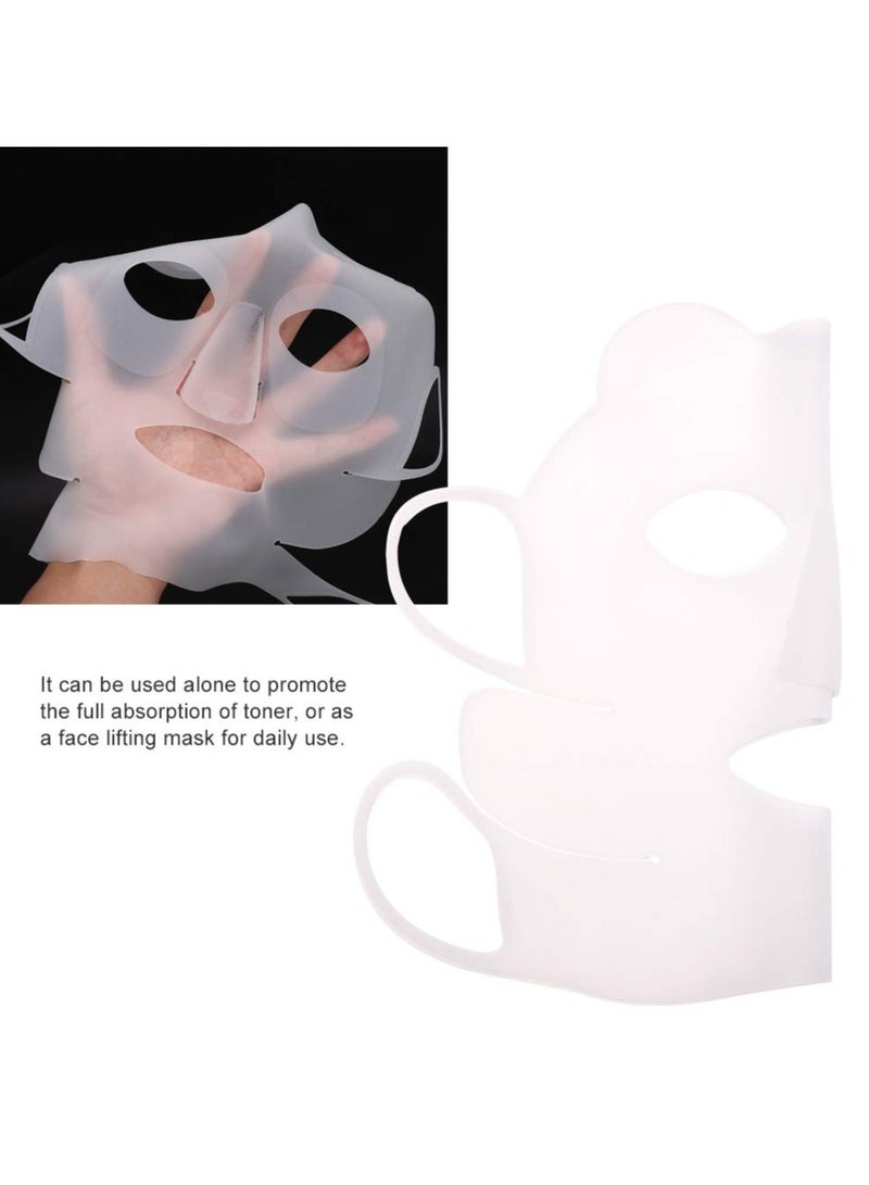 SYOSI Silicone Face Mask, Reusable Ear-Hook Silicone Facial Mask Beauty Face Moisturizing Mask Cover Prevent Serum Evaporation Beauty Tool for Sheet Mask Cover  - Image 4