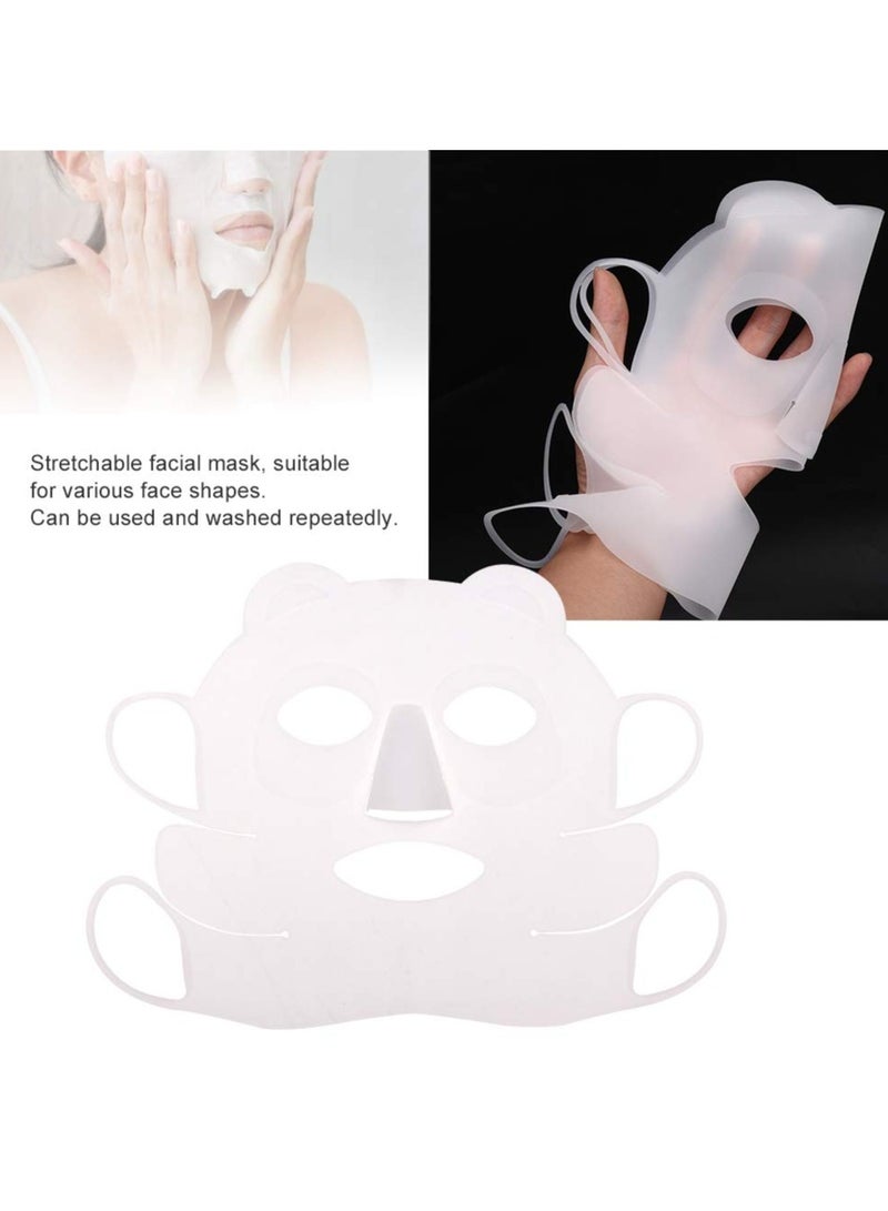 SYOSI Silicone Face Mask, Reusable Ear-Hook Silicone Facial Mask Beauty Face Moisturizing Mask Cover Prevent Serum Evaporation Beauty Tool for Sheet Mask Cover  - Image 2