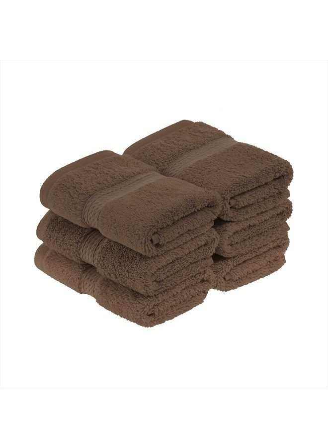 Superior Solid Egyptian Cotton Face Towel Set, 13" x 13", Black, 6-Pieces - Image 1