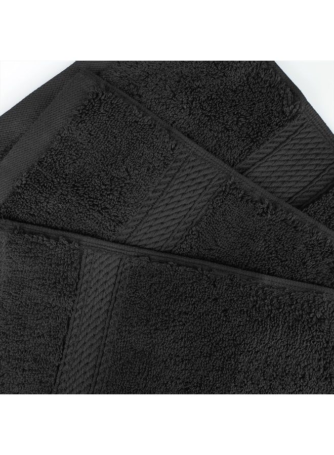 Superior Solid Egyptian Cotton Face Towel Set, 13" x 13", Black, 6-Pieces - Image 5