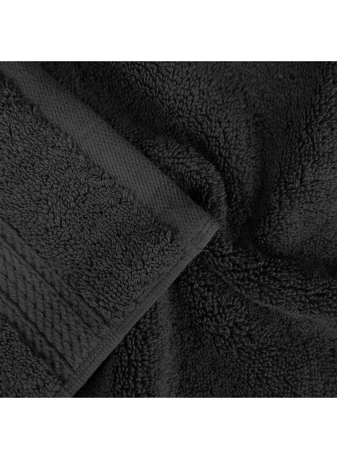 Superior Solid Egyptian Cotton Face Towel Set, 13" x 13", Black, 6-Pieces - Image 4