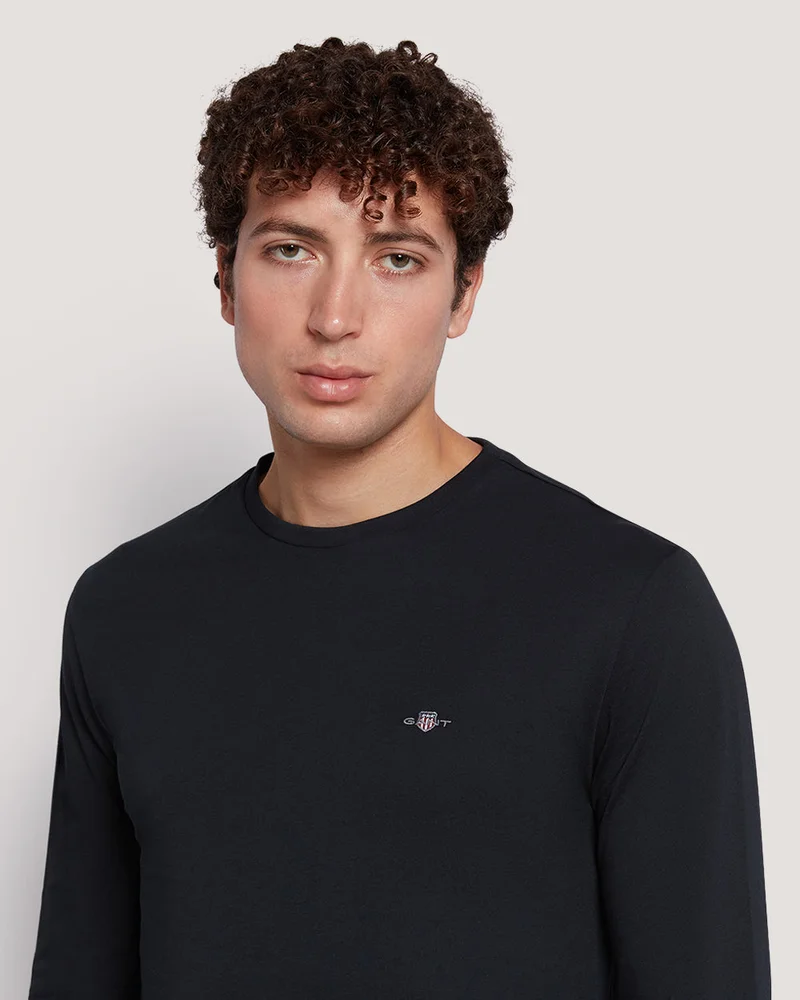 GANT Gant Men’S Long Sleeve Cotton T-Shirt With Shield Logo