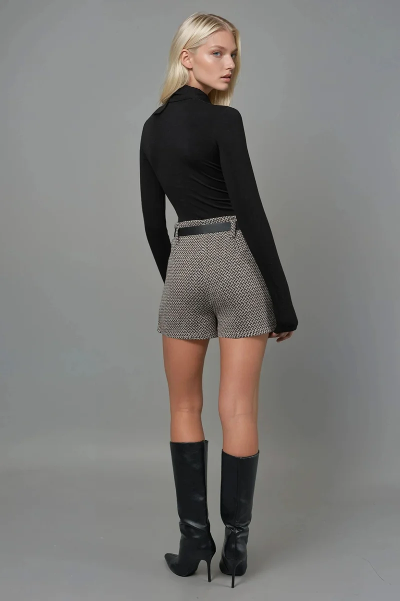 Hiccup Black High Waist Pleated Mini Skorts for Women | Best Price UAE