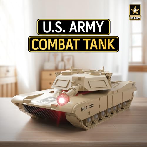 Lollipop U.S. Army Toy Friction Combat Tank with Lights and Sounds for Boys - Image 2