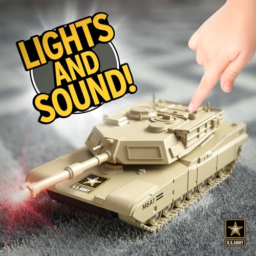 Lollipop U.S. Army Toy Friction Combat Tank with Lights and Sounds for Boys - Image 5