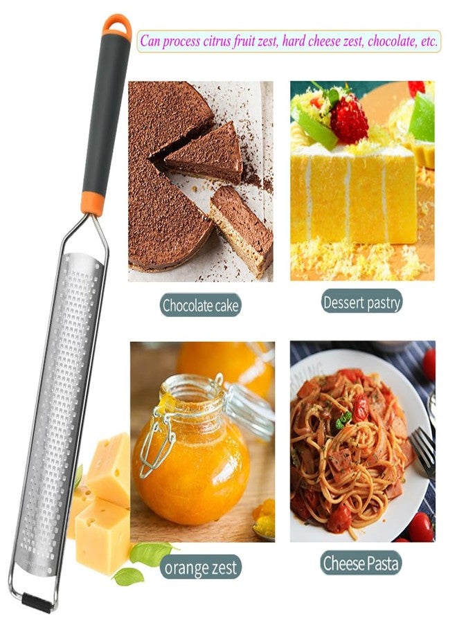 JILFR Stainless Steel Cheese Zester, Wide Lemon Shredder, Kitchen Lemon Zester Tool, Cheese Grater, Lemon Grater, Stainless Steel Long Handled - Image 5