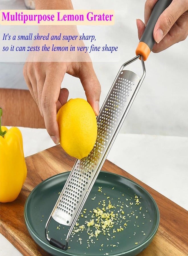 JILFR Stainless Steel Cheese Zester, Wide Lemon Shredder, Kitchen Lemon Zester Tool, Cheese Grater, Lemon Grater, Stainless Steel Long Handled - Image 2