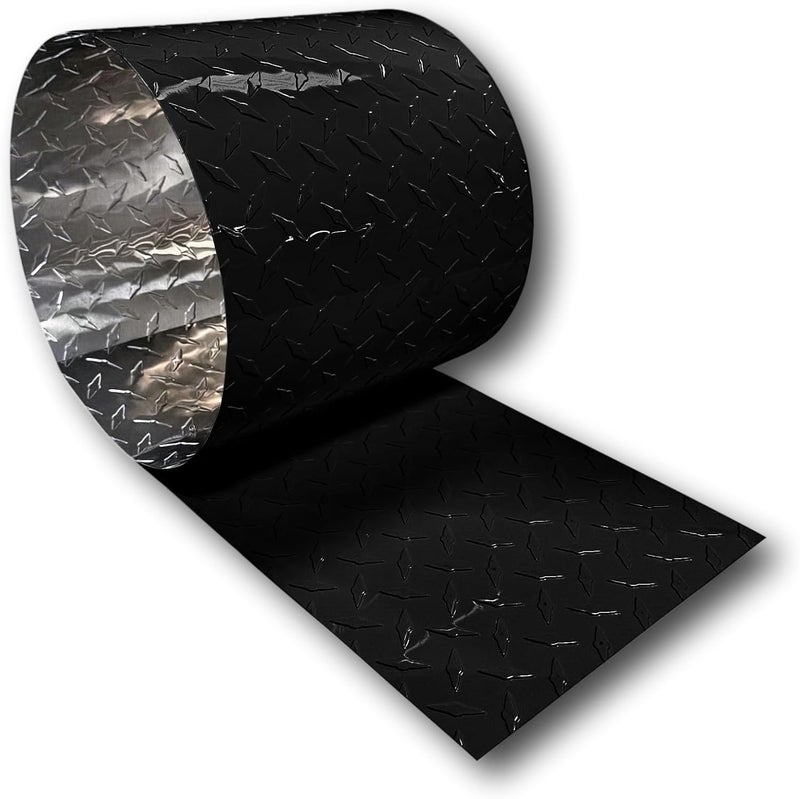 EAGLE 1 8FT Long FT Embossed Aluminum Diamond Checker Plate- Cargo Trailer Gravel Guard Multiple Widths (4" x8 FT, Black) - Image 1