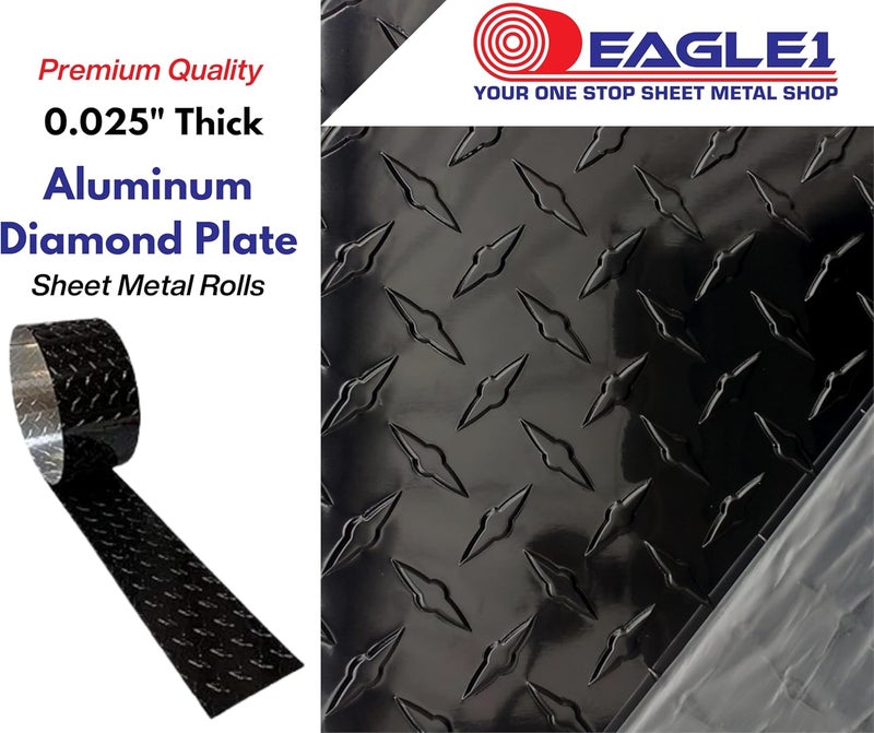 EAGLE 1 8FT Long FT Embossed Aluminum Diamond Checker Plate- Cargo Trailer Gravel Guard Multiple Widths (4" x8 FT, Black) - Image 2