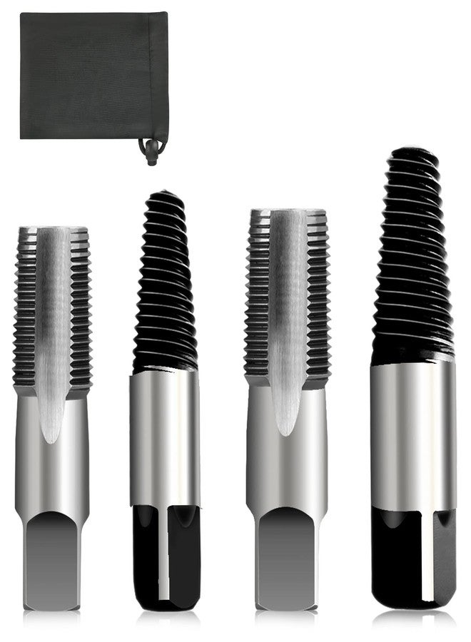 Hakkin 4 Pcs 1/2" - 3/4" Carbon Steel Water Pipe Extractor NPT Taps Set, Water Pipe Triangle Valve Repair Kit, Manual Broken Pipe Remover Thread Repair Tool with Storage Case Bonus a Pipe Seal Tape - Image 1