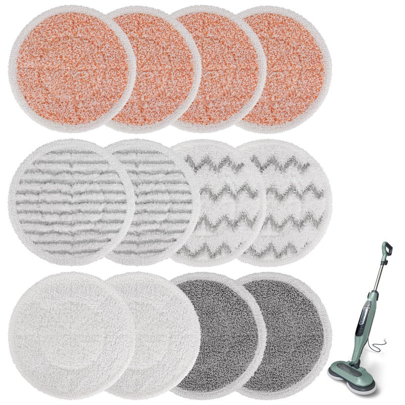 وسادات لممسحة البخار شيرك 12 عبوة إعادة تعبئة ممسحة دوارة تناسب شيرك S7000 S7001 S7000C S7201 S7000AMZ S8201 S8001 وسادات بخار وتنظيف لممسحة الأرضيات الصلبة قابلة للغسل S7001TGT