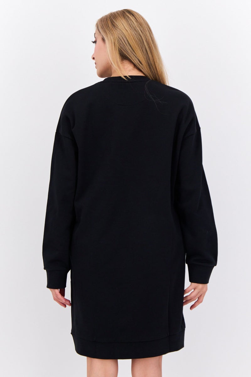 Lyle & Scott Women Embroidered Logo Sweatshirt Dress, Black - Image 3