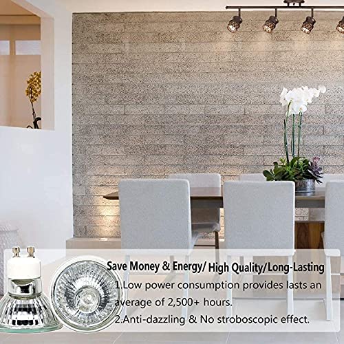 PaeorRorL GU10 50W Halogen Light Bulbs for Candle Warmer Lamp,Track Lighting and Range Hood,120V GU10+C Candle Warmer Replacement Bulb with Glass Cover,High CRI >90,Dimmable,2700K Warm White,6 Pack - Image 5